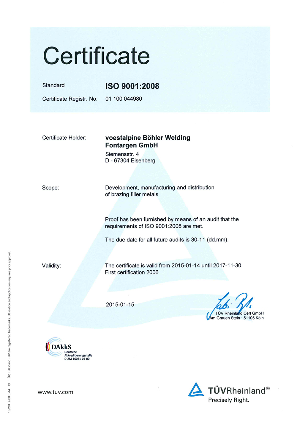 Fontargen GMBH - ISO 9001 2008 English